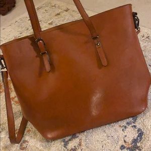 Faux leather brown tote